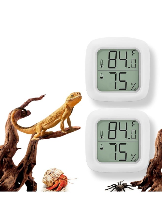 Meetion 2 PCS Reptile Thermometer and Humidity Gauge With On-Off, Tank Accessories for Jumping Spider, Leopard Gecko, Hermit Crab, Ball Python, Lizard - Image 1